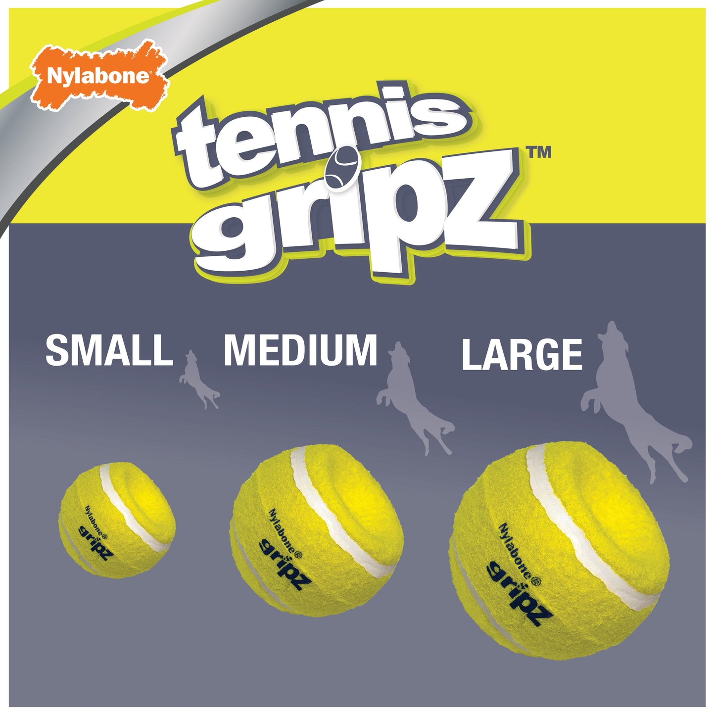 Nylabone Power Play Dog Tennis Ball Gripz 1ea for Small to Giant Dogs Up to 50 lbs