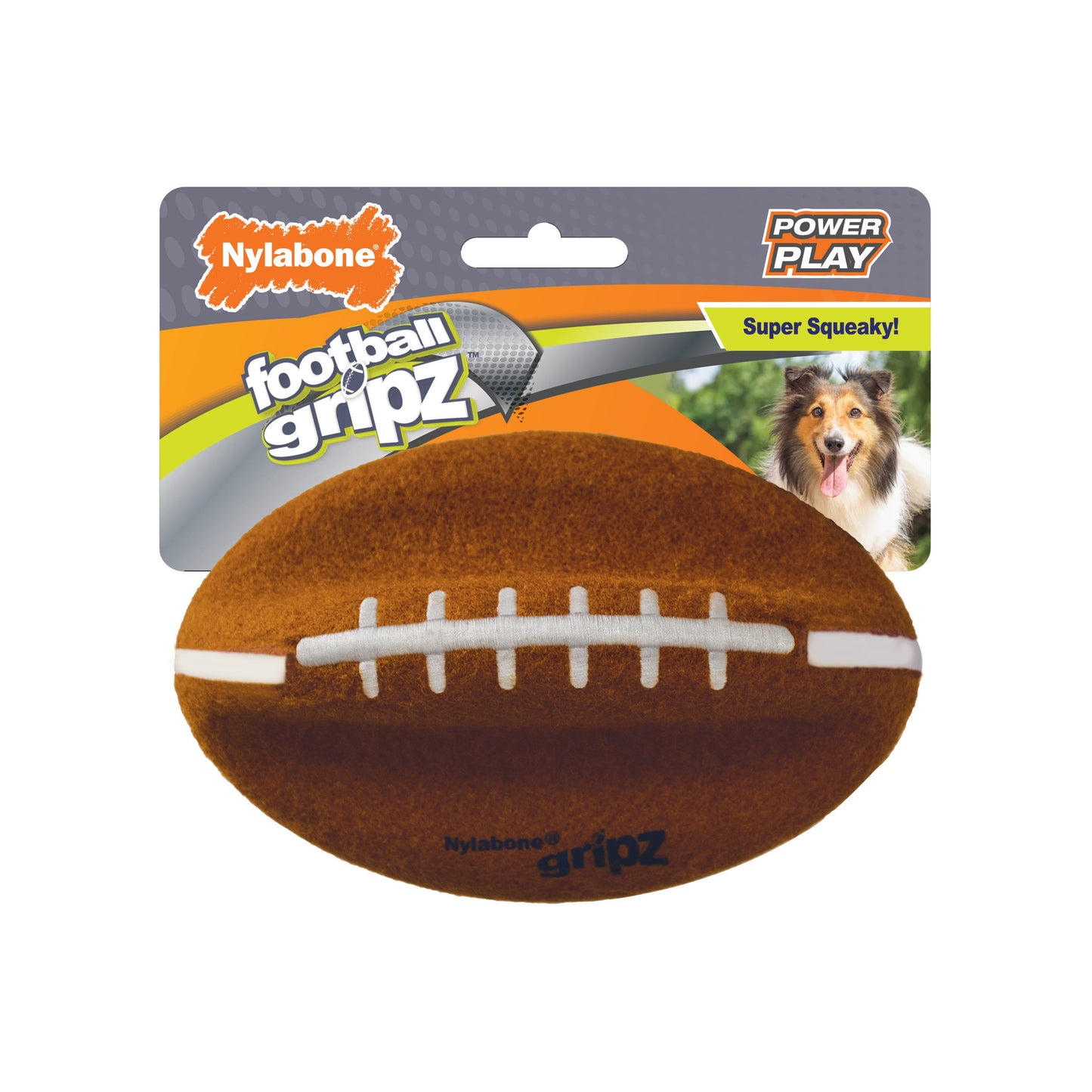 Nylabone Power Play Dog Football Gripz Durable Chew Toy for Medium and Large Dogs