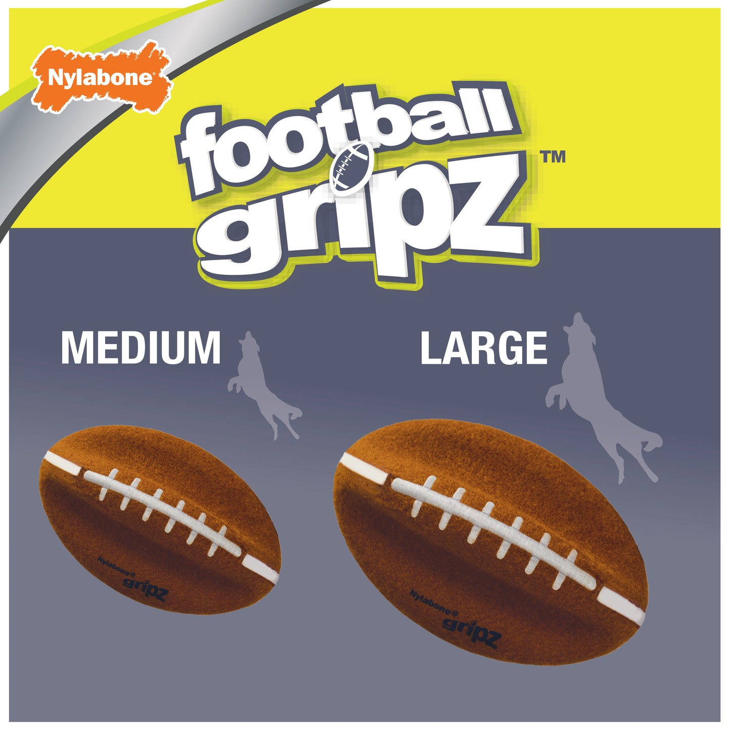 Nylabone Power Play Dog Football Gripz Durable Chew Toy for Medium and Large Dogs