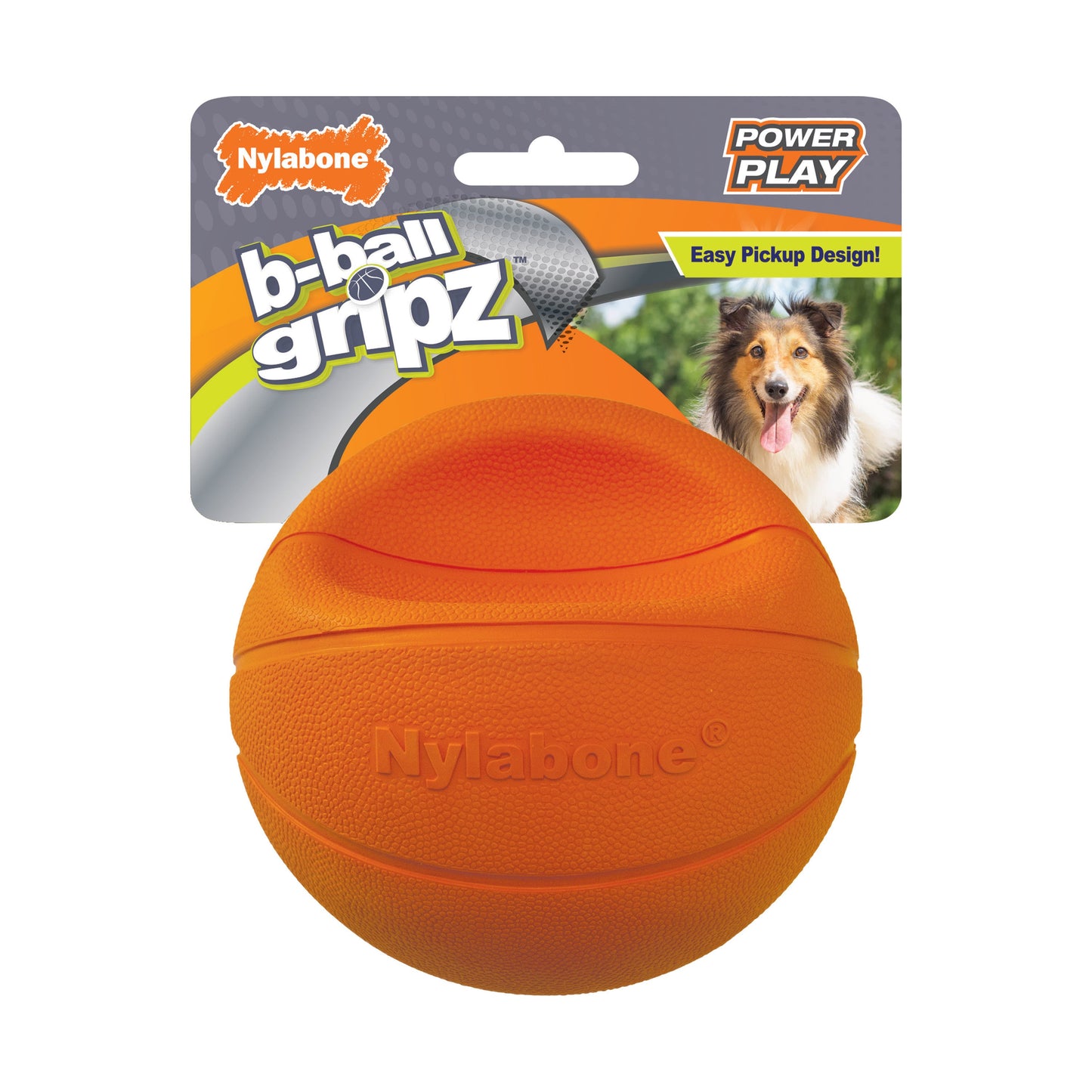 Nylabone Power Play Dog Basketball B-Ball Gripz Durable Chew Toy for Medium to Giant Dogs