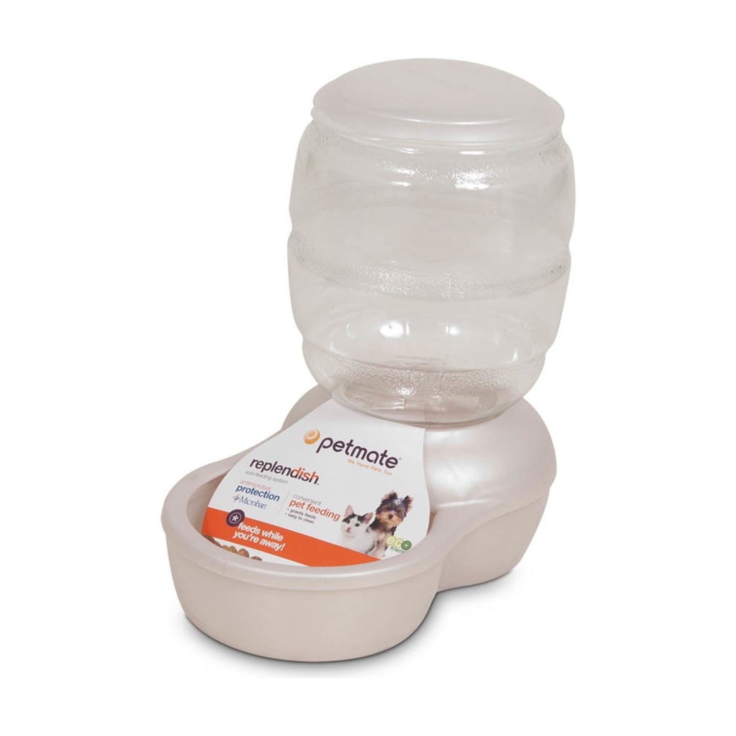 Petmate Replendish Feeder with Microban Pearl Silver Grey