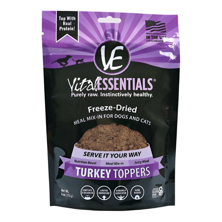 Vital Essentials Freeze Dried Dog And Cat Turkey - Toppers 6oz.