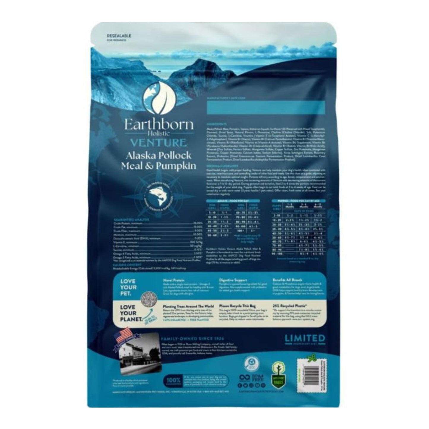 Earthborn Holistic Venture Limited Ingredient Diet Grain-Free Dry Dog Food Alaska Pollock Meal & Pumpkin