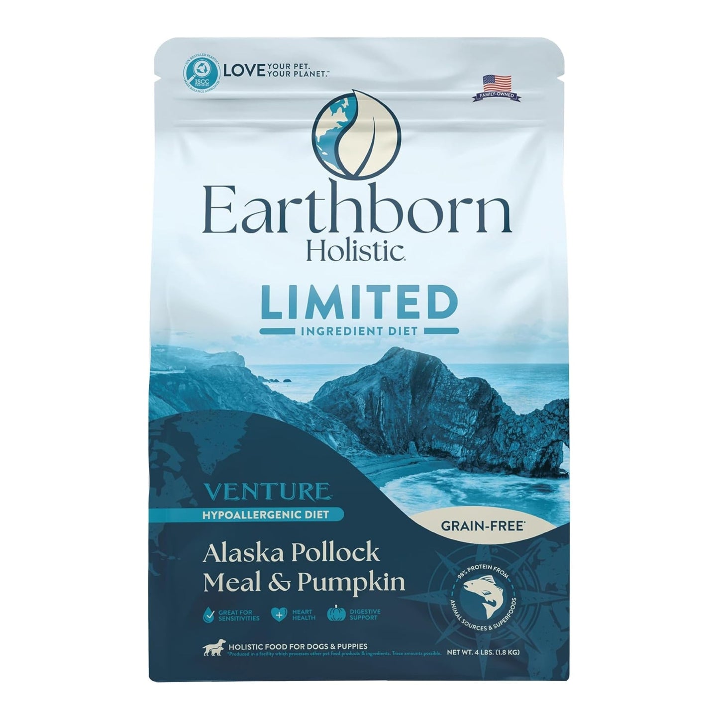 Earthborn Holistic Venture Limited Ingredient Diet Grain-Free Dry Dog Food Alaska Pollock Meal & Pumpkin