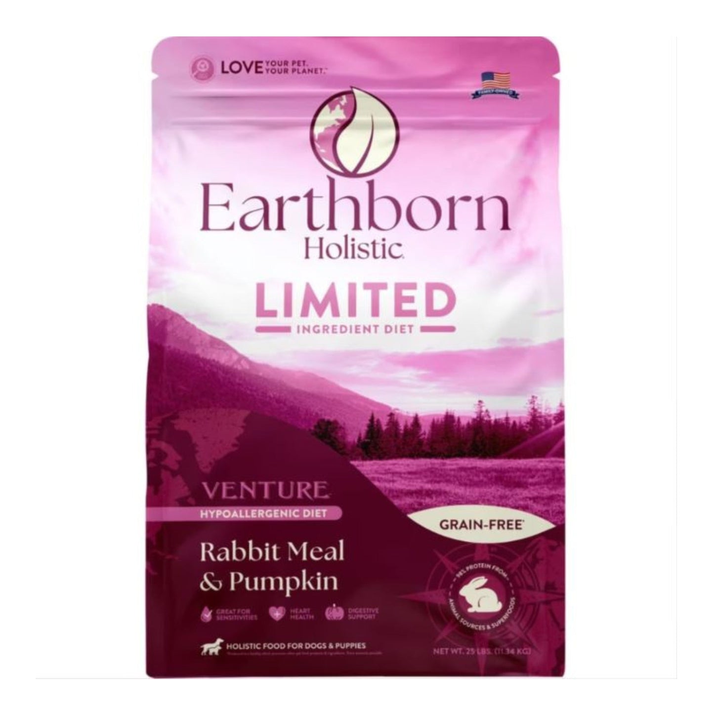 Earthborn Holistic Venture Limited Ingredient Diet Grain-Free Dry Dog Food Rabbit Meal & Pumpkin