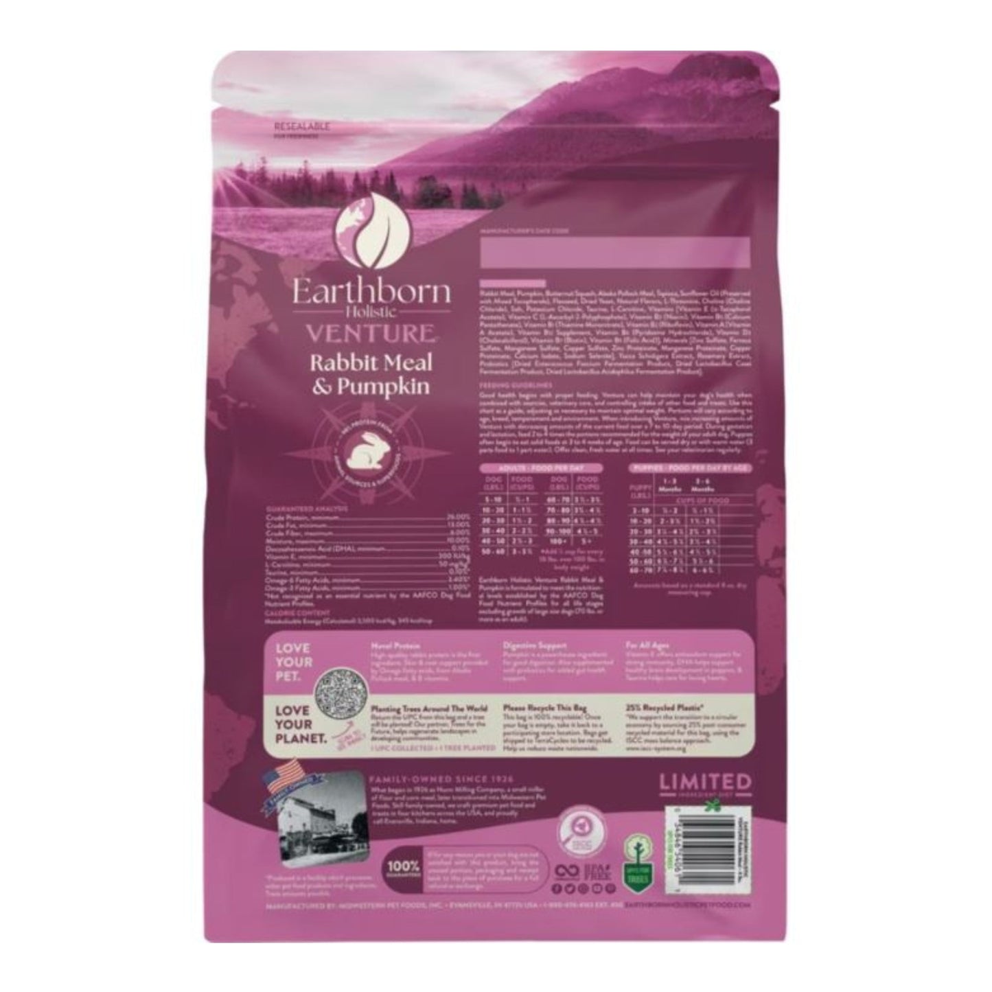 Earthborn Holistic Venture Limited Ingredient Diet Grain-Free Dry Dog Food Rabbit Meal & Pumpkin
