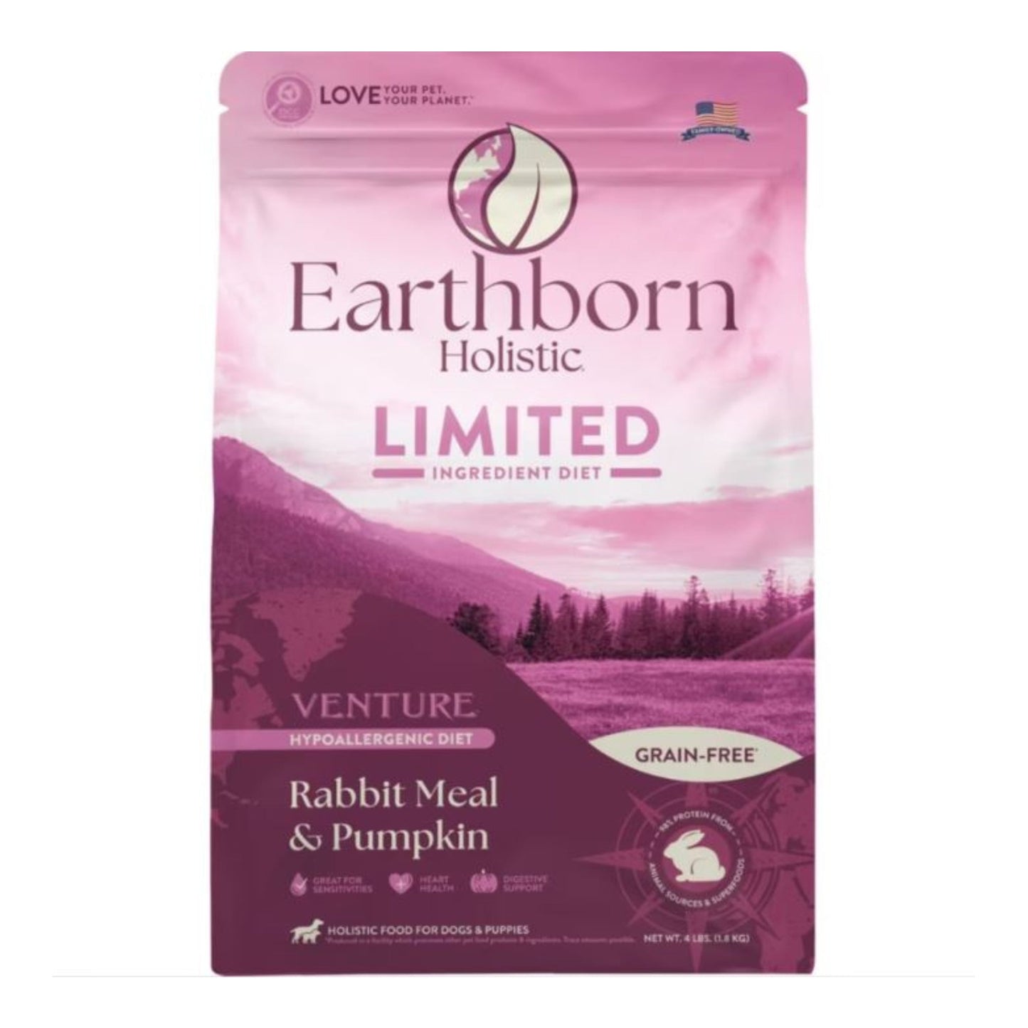 Earthborn Holistic Venture Limited Ingredient Diet Grain-Free Dry Dog Food Rabbit Meal & Pumpkin