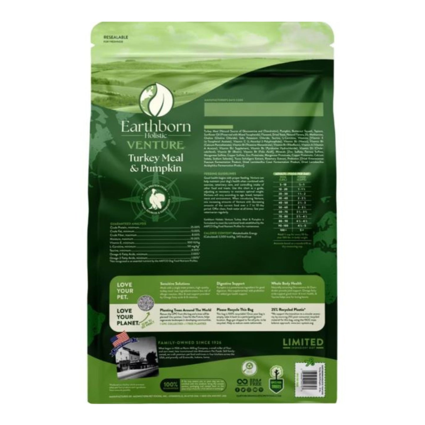 Earthborn Holistic Venture Limited Ingredient Diet Grain-Free Dry Dog Food Turkey Meal & Pumpkin