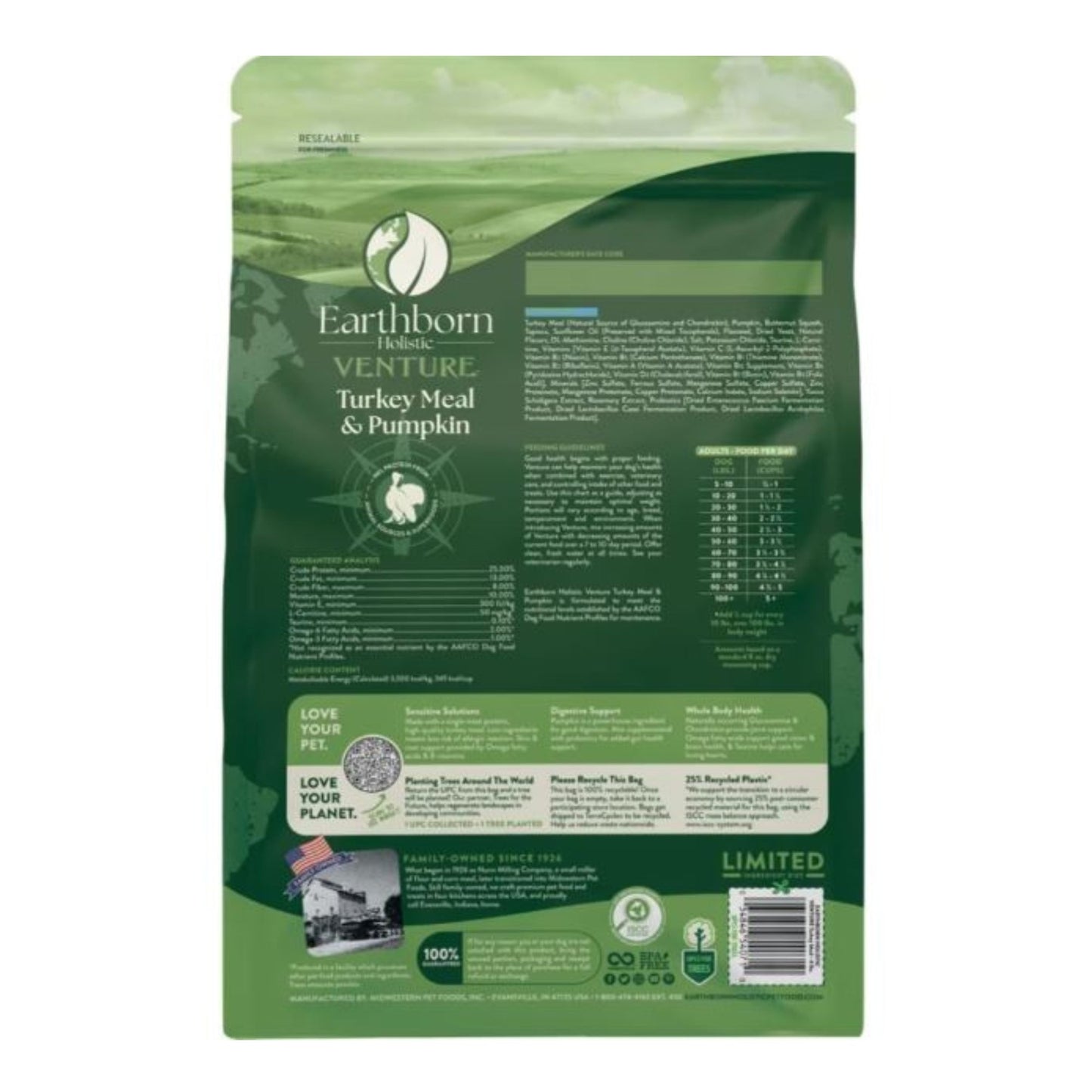 Earthborn Holistic Venture Limited Ingredient Diet Grain-Free Dry Dog Food Turkey Meal & Pumpkin