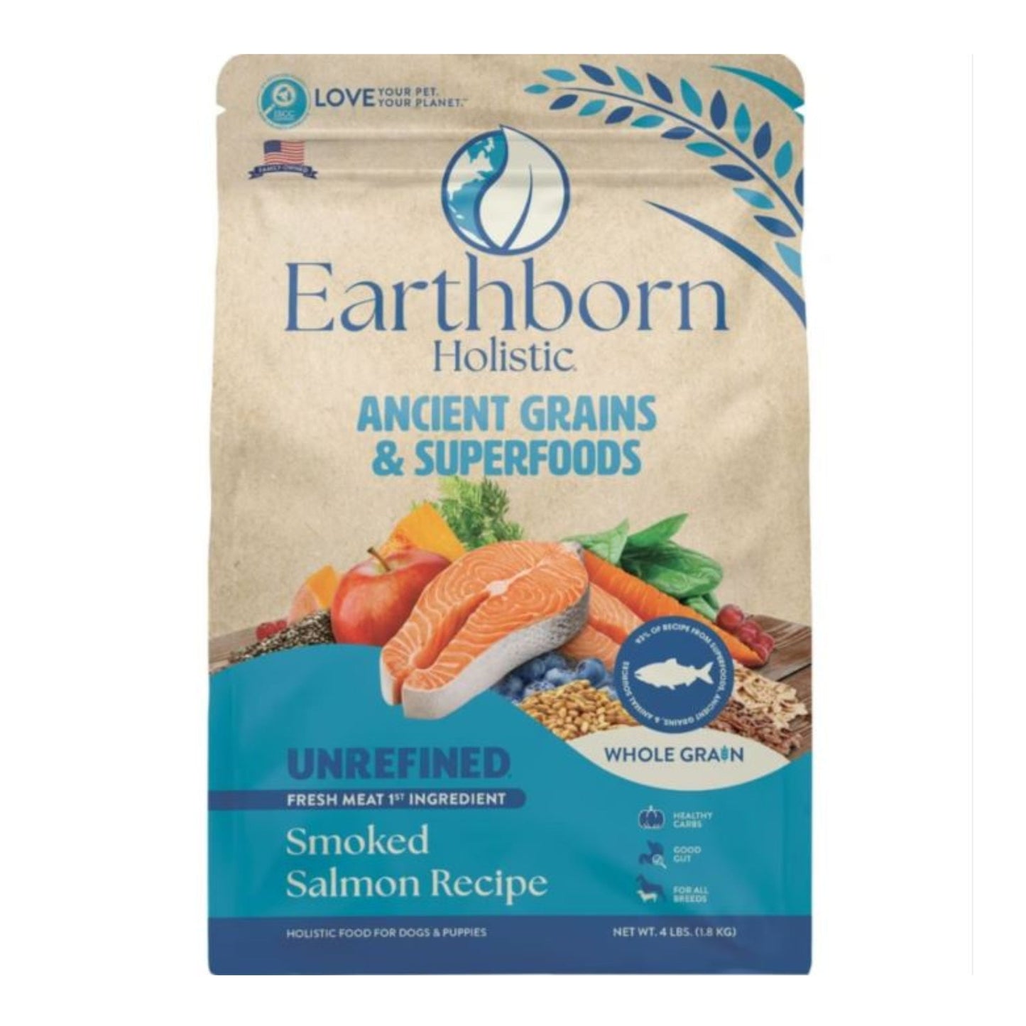 Earthborn Holistic Unrefined Ancient Grains & Superfoods Dry Dog Food Smoked Salmon