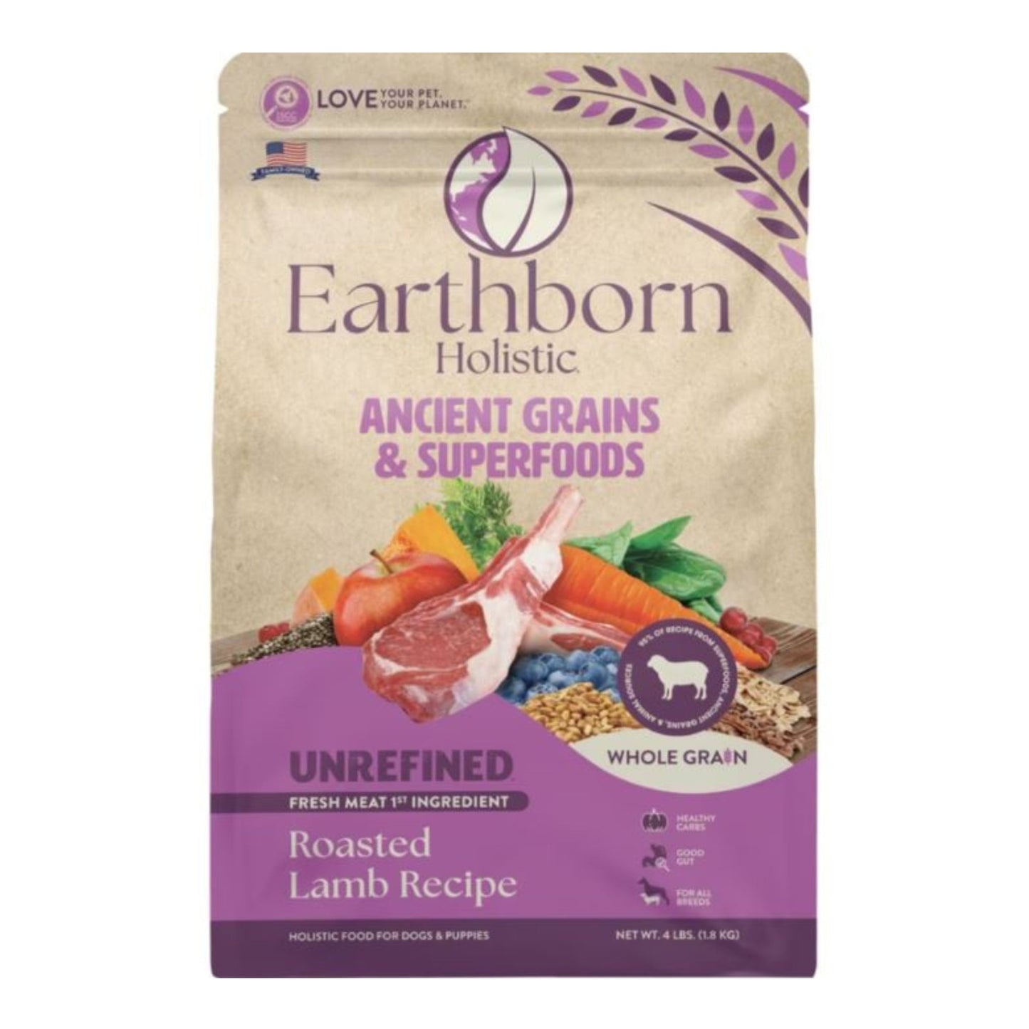 Earthborn Holistic Unrefined Ancient Grains & Superfoods Dry Dog Food Roasted Lamb