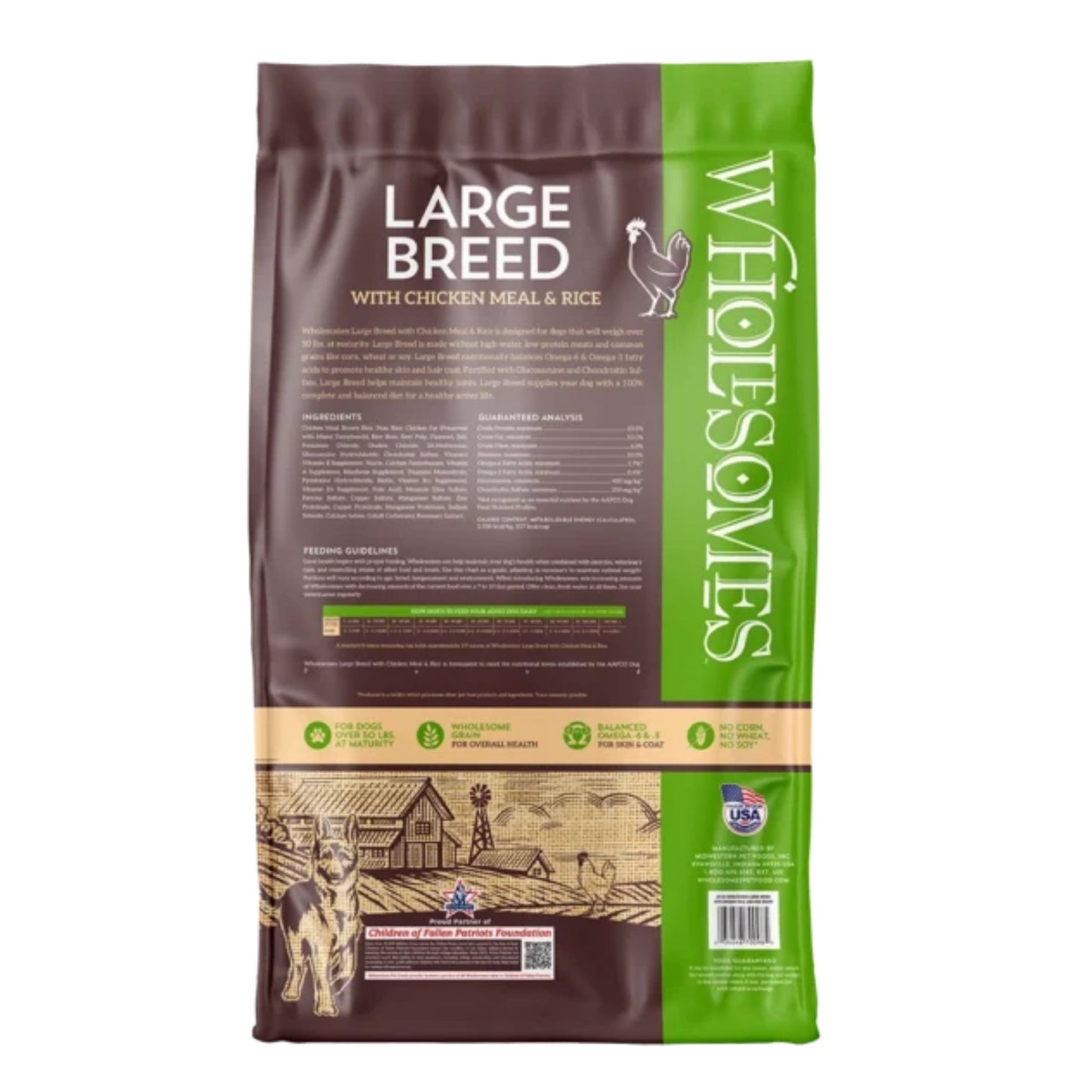 Wholesomes Large Breed Dry Dog Food Chicken Meal & Rice 40lb