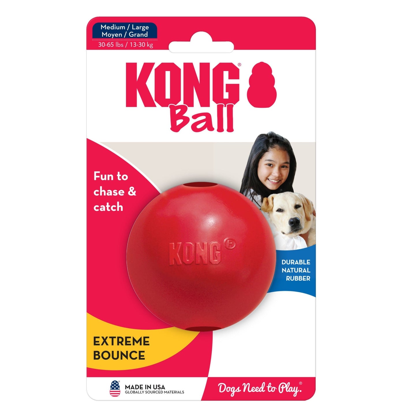 KONG Ball Dog Toy Durable Chew Toy for Dogs Available in Multiple Sizes