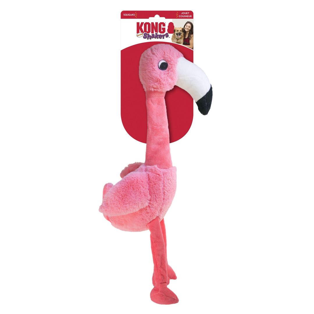KONG Shakers Honkers Flamingo Dog Toy Durable Squeaky Chew Toy for Dogs