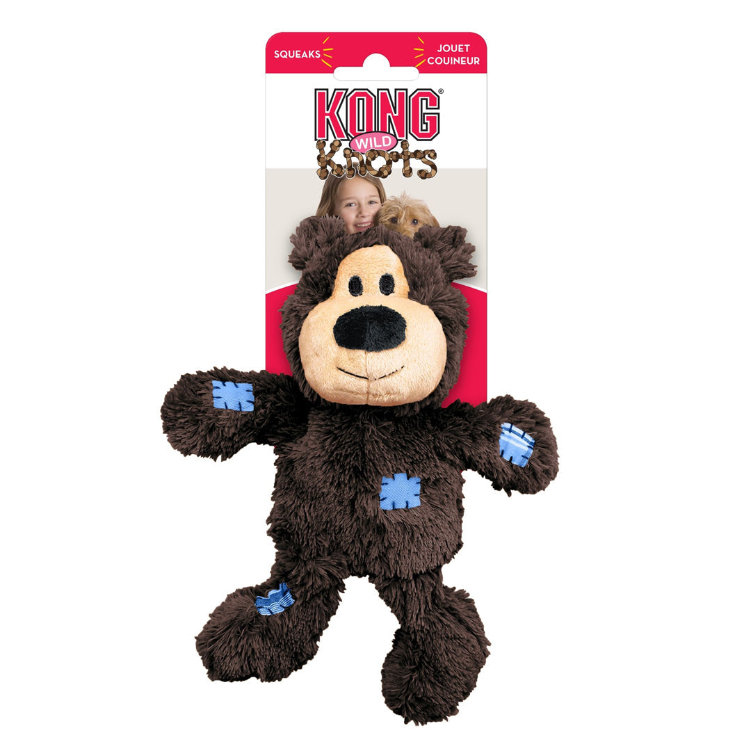 KONG Wild Knots Bear Dog Toy Assorted, Durable Plush Toy for Dogs, Single Piece