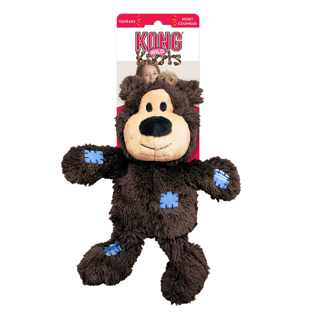 KONG Wild Knots Bear Dog Toy Assorted, Durable Plush Toy for Dogs, Single Piece