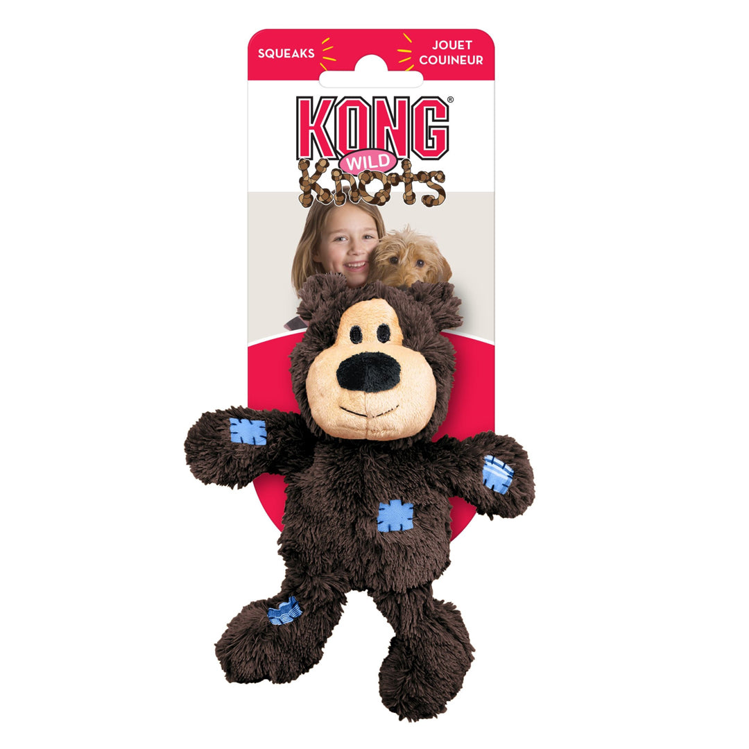 KONG Wild Knots Bear Dog Toy Assorted, Durable Plush Toy for Dogs, Single Piece