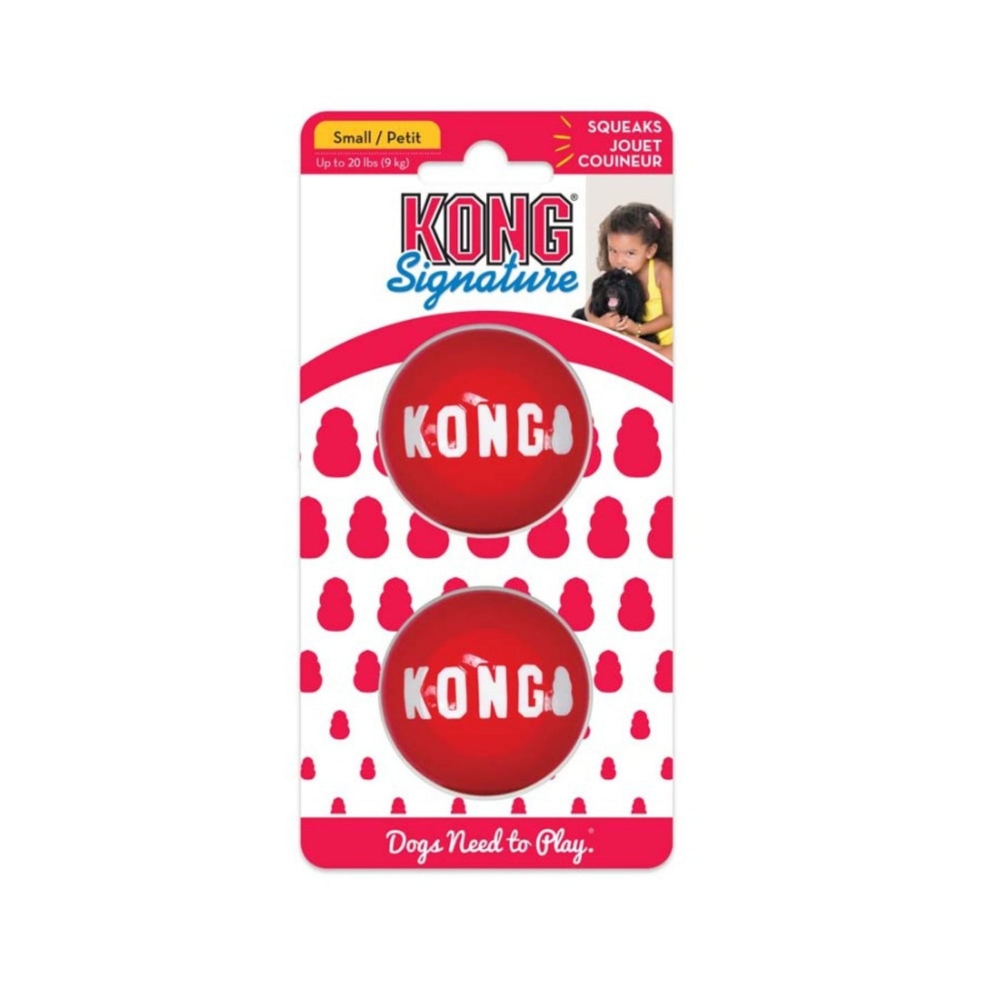 KONG Signature Ball Dog Toy 1ea/2 pk Durable Fetch and Chew Toy for Dogs