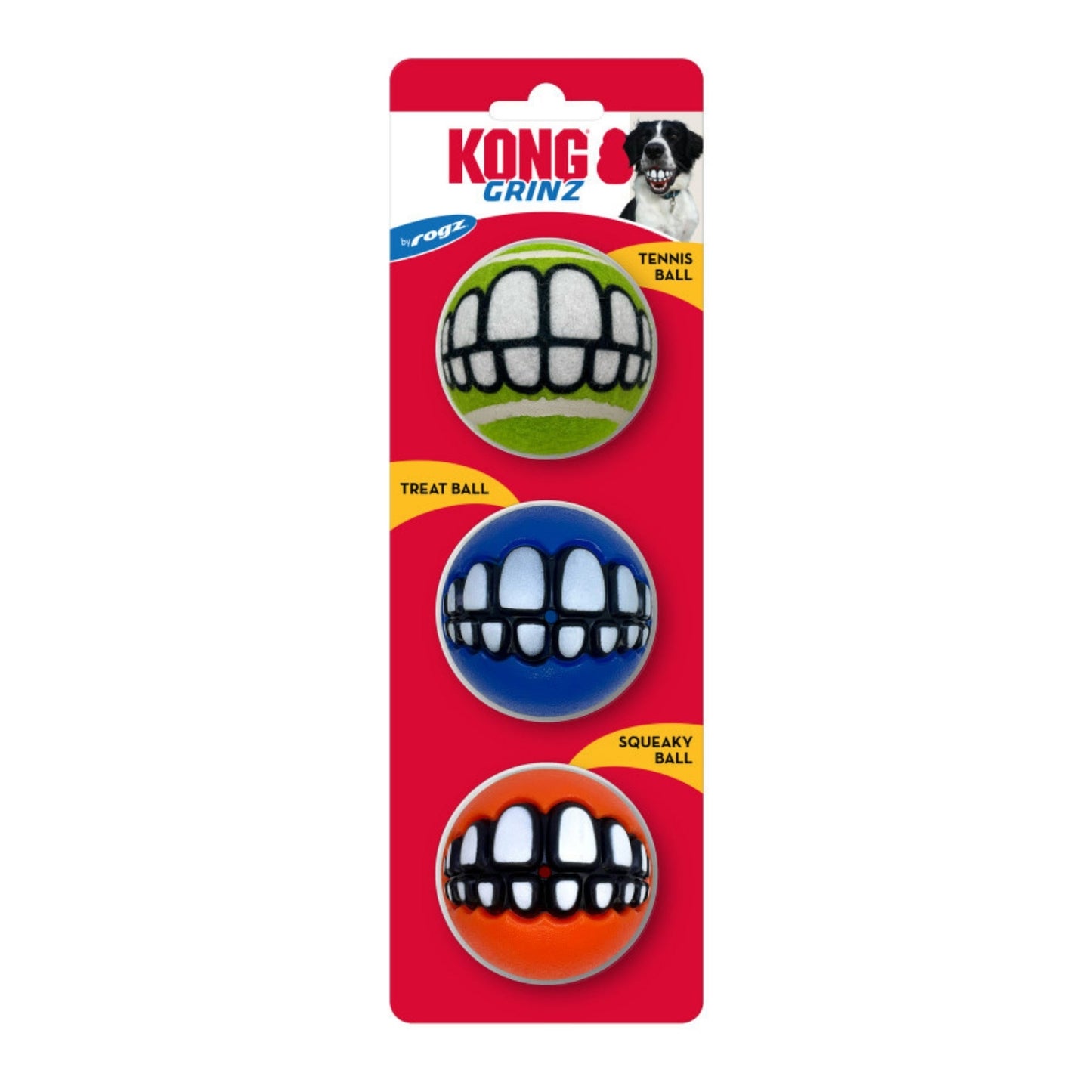 KONG Grinz by Rogz Variety Ball Dog Toys Multi-Pack Options