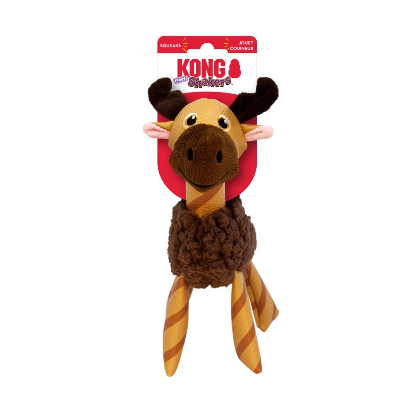 KONG Shakers Floofs Plush Dog Toy Moose, Soft Squeaky Chew Toy for Dogs