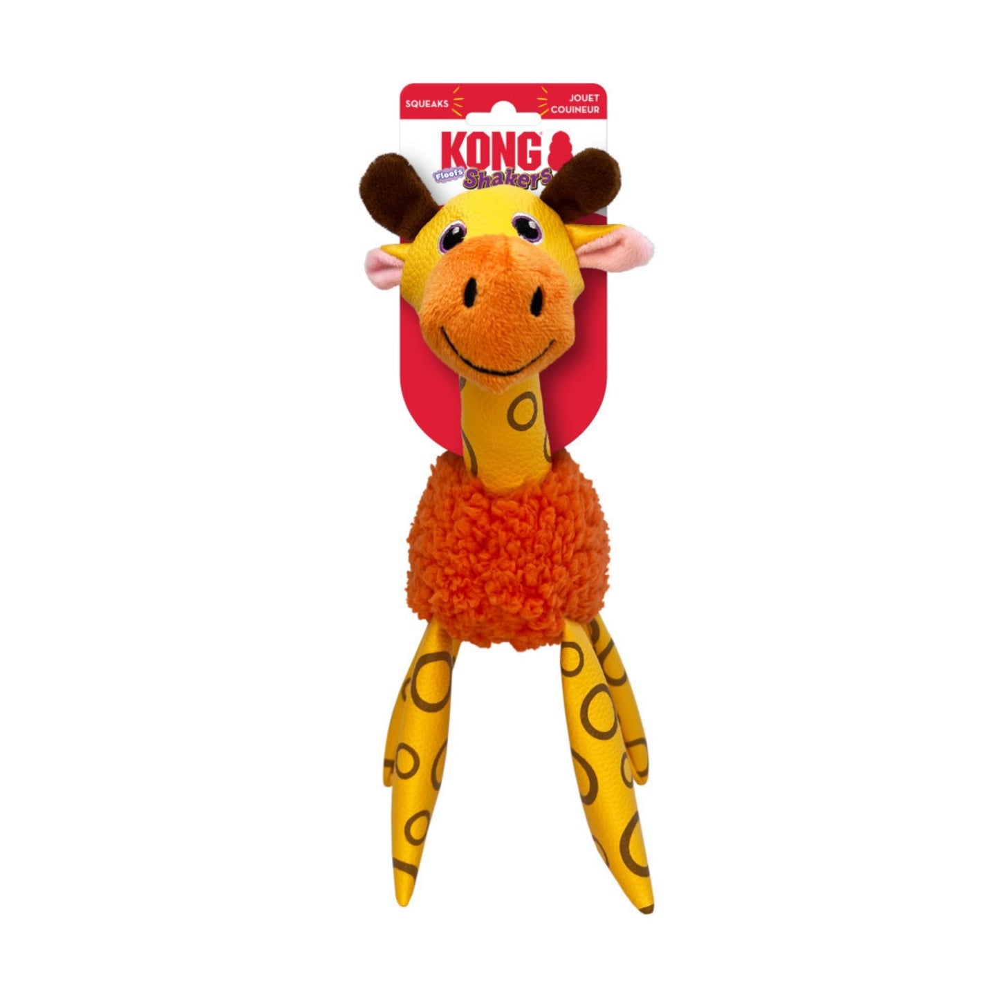 KONG Shakers Floofs Plush Dog Toy Giraffe, Soft Squeaky Pet Toy for Dogs