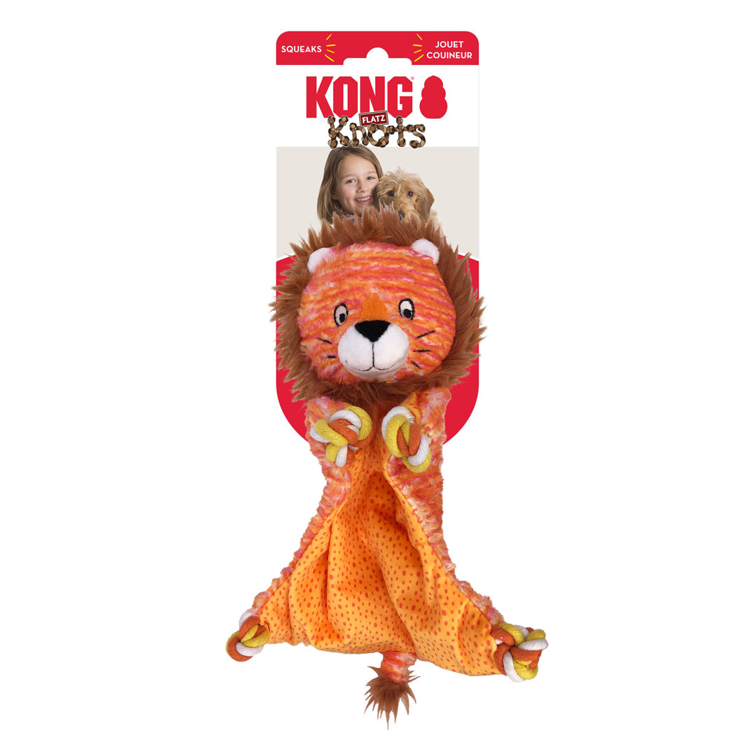 KONG Knots Flatz Dog Toy Lion Durable Chew Toy for Dogs