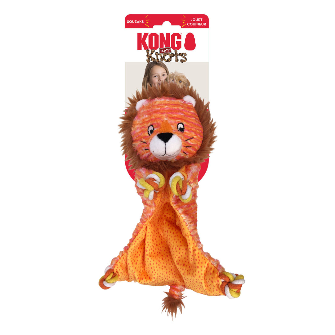 KONG Knots Flatz Dog Toy Lion Durable Chew Toy for Dogs