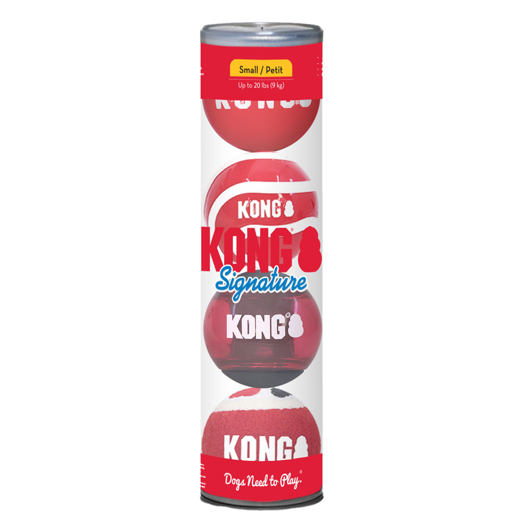 KONG Signature Ball Dog Toy Assorted Pack of Durable Chew Toys for Dogs