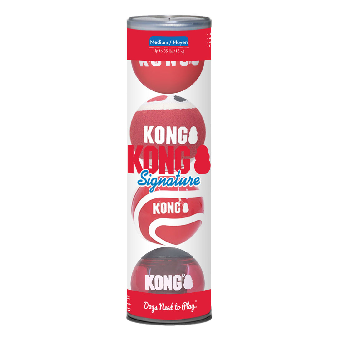KONG Signature Ball Dog Toy Assorted Pack of Durable Chew Toys for Dogs
