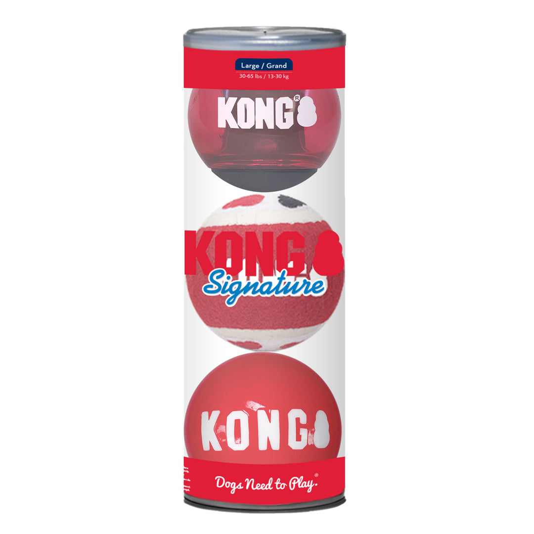 KONG Signature Ball Dog Toy Assorted Pack of Durable Chew Toys for Dogs