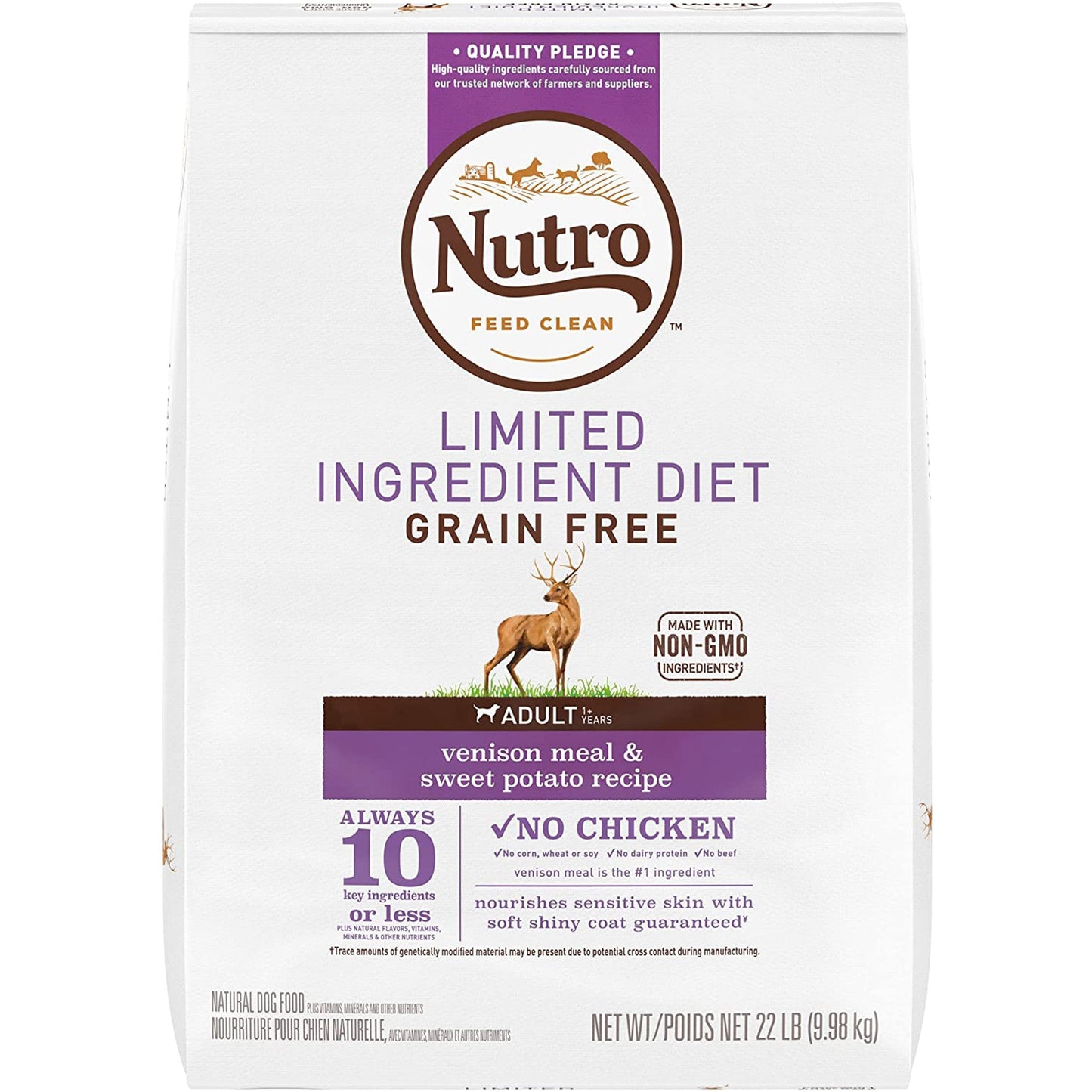 Nutro Products Limited Ingredient Diet Adult Dry Dog Food Venison & Sweet Potato 22lb