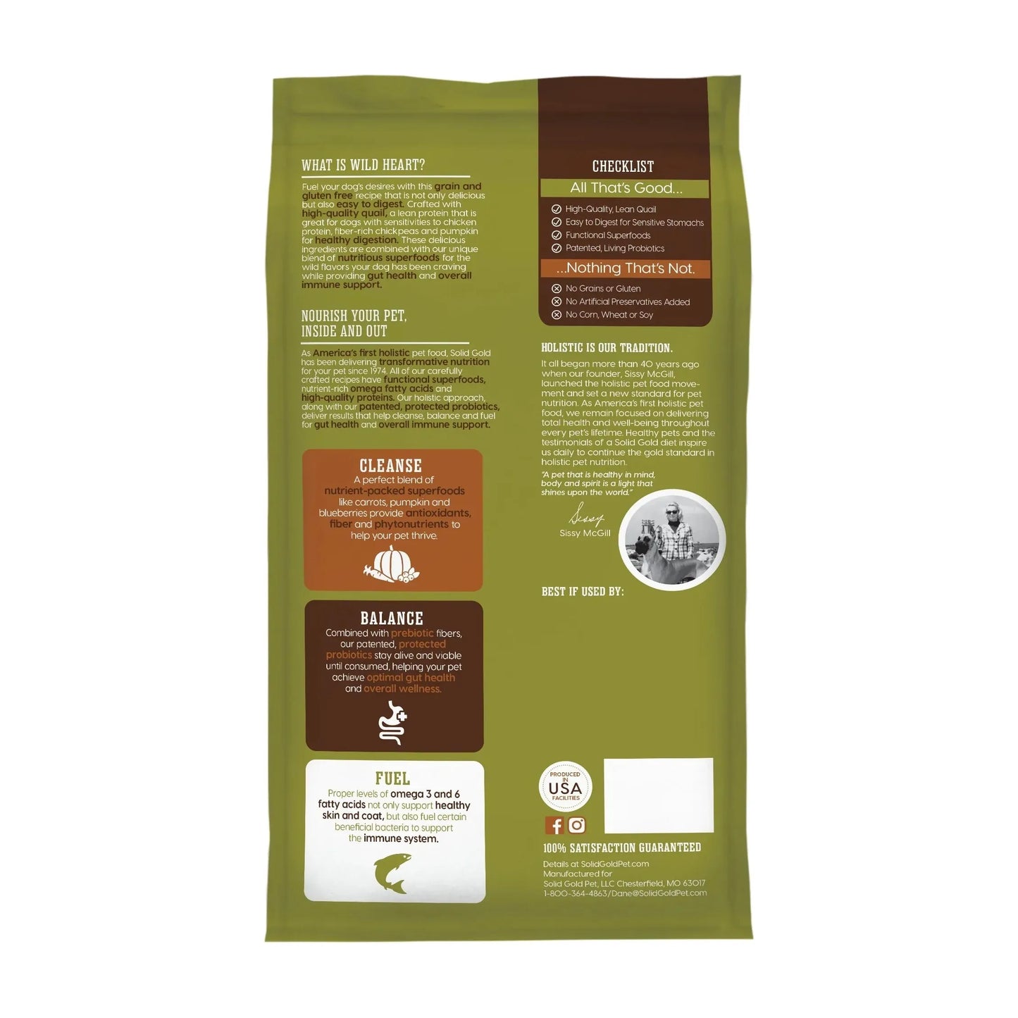 Solid Gold Dog Wild Heart Quail Grain Free 24Lb