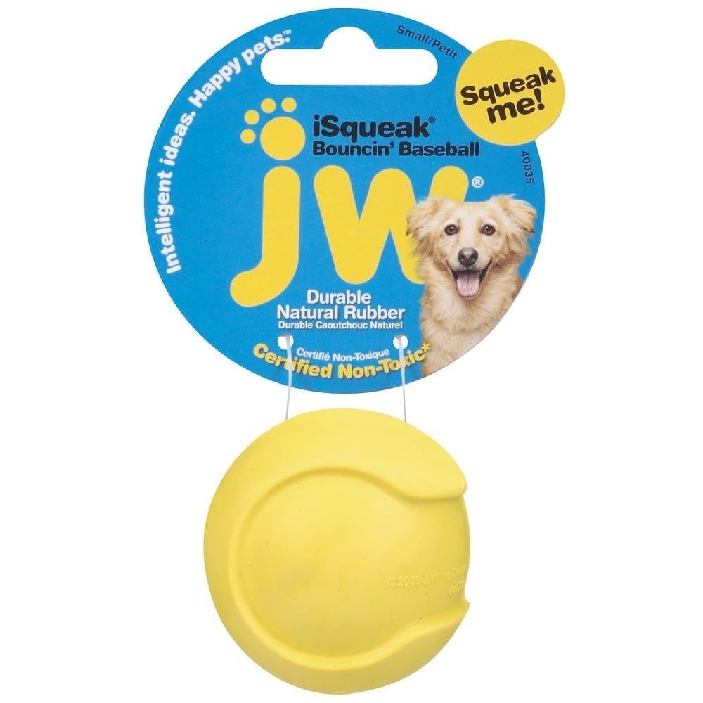 JW Pet iSqueak Bouncin' Dog Toy Baseball Assorted
