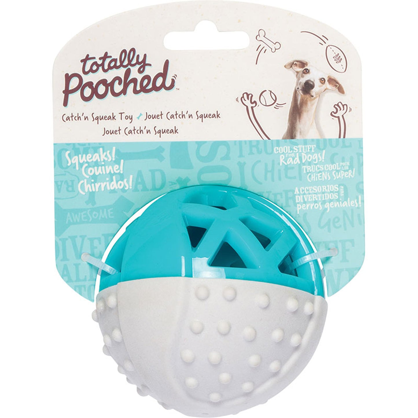 Messy Mutts Totally Dog Catch N Squeak Ball for Dogs – Durable Fetch & Squeaky Toy
