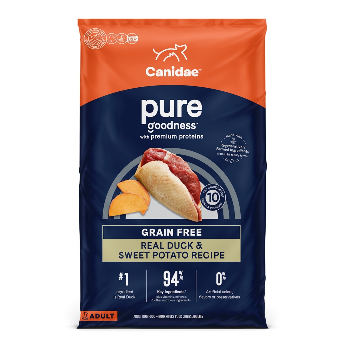 CANIDAE PURE Goodness Grain-Free LID Dry Dog Food Duck & Sweet Potato
