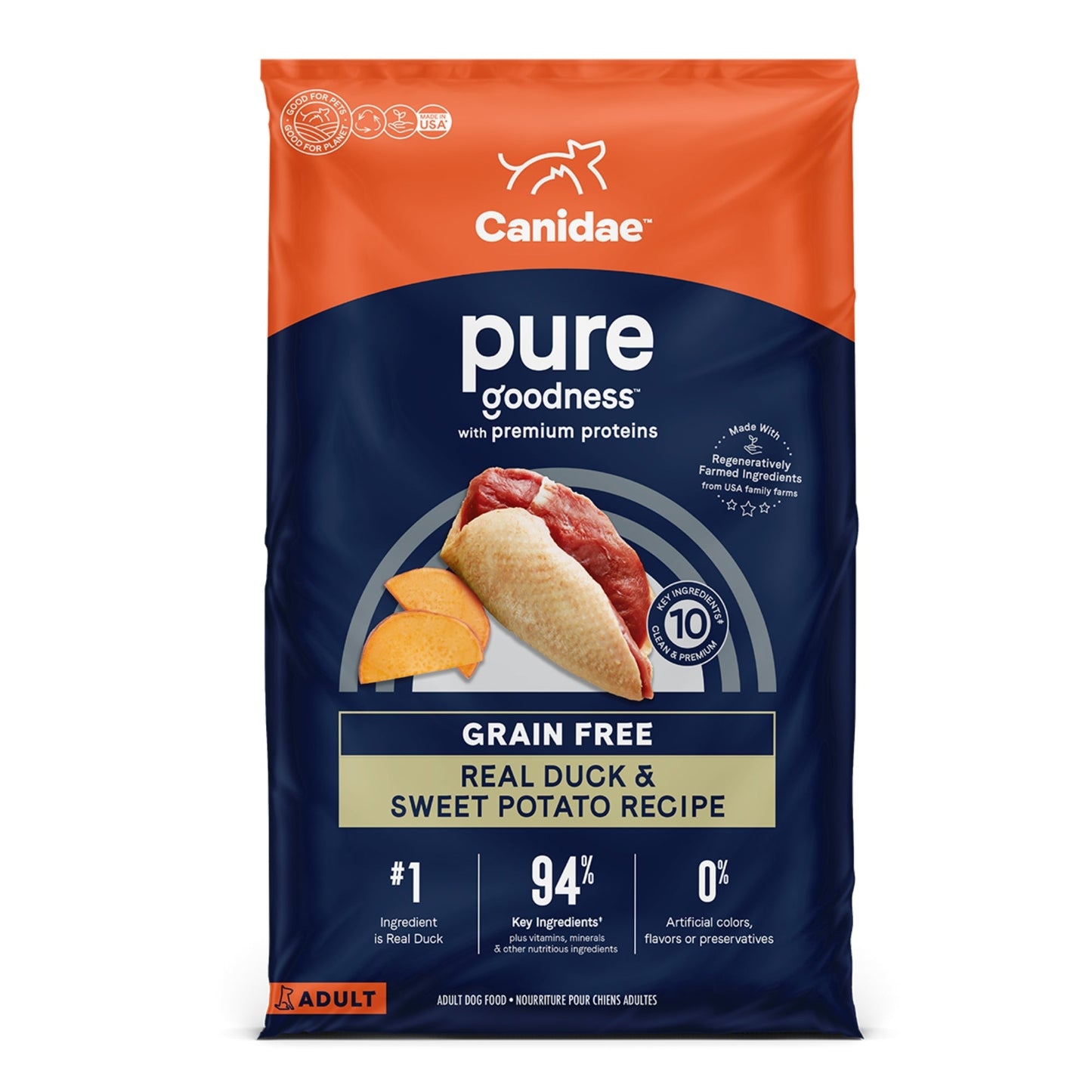 CANIDAE PURE Goodness Grain-Free LID Dry Dog Food Duck & Sweet Potato