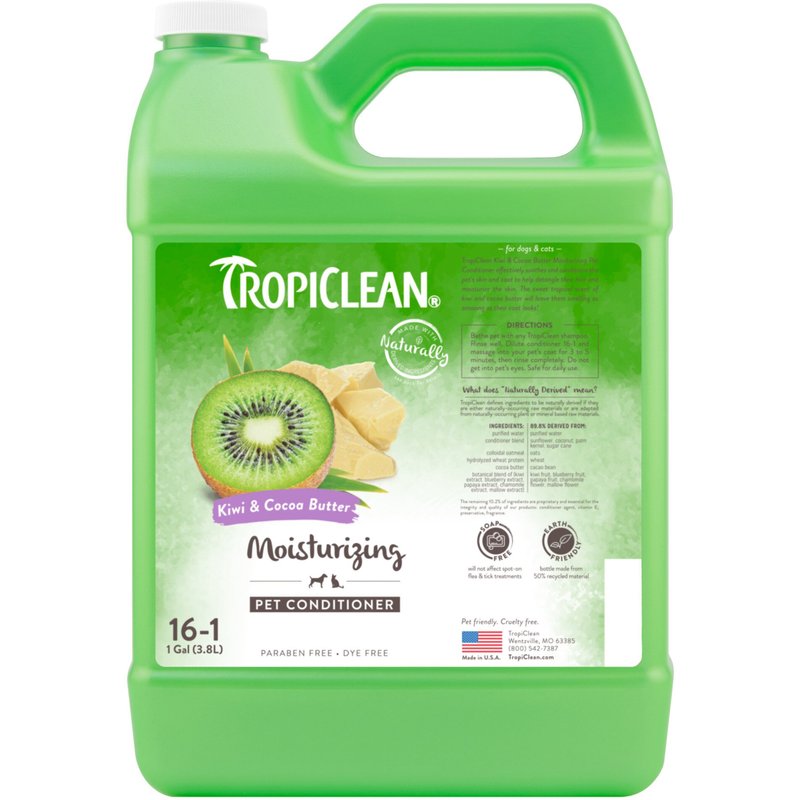TropiClean Kiwi & Cocoa Butter Moisturizing Conditioner for Pets 20 fl oz to 1 gal