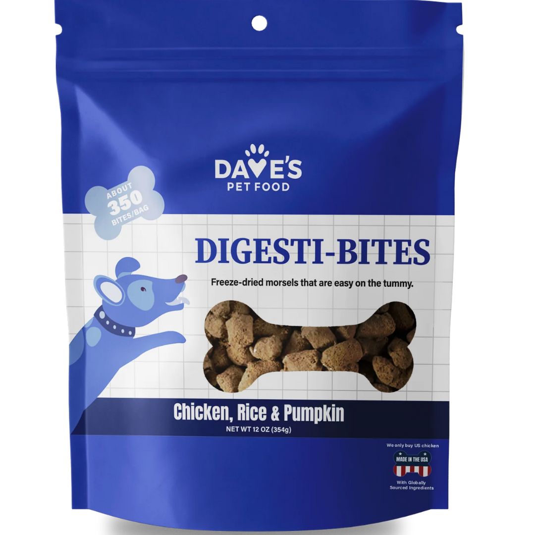 Dave's Pet Food Dog Digesti-Bites Freeze-Dried Chicken Rice & Pumpkin