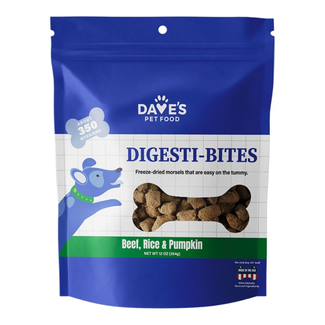 Dave's Pet Food Dog Digesti-Bites Freeze-Dried Beef Rice & Pumpkin