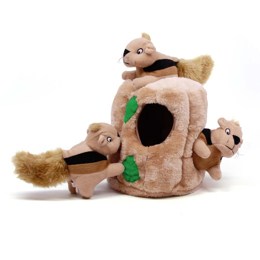 Outward Hound Hide-A-Squirrel Dog Toy 1ea Durable Interactive Plush Squeaky Toy for Dogs