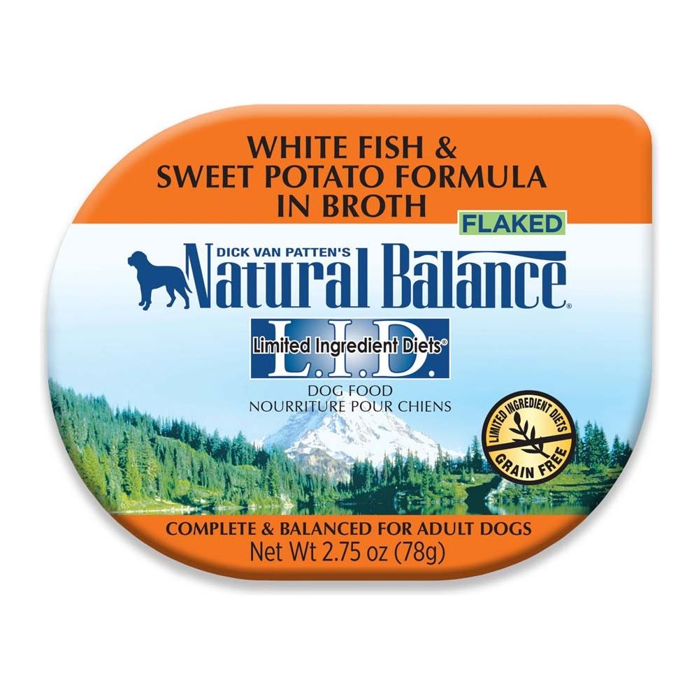 Natural Balance Pet Foods Limited Ingredient Grain Free Wet Dog Food Tub White Fish & Sweet Potato in Broth 2.75oz