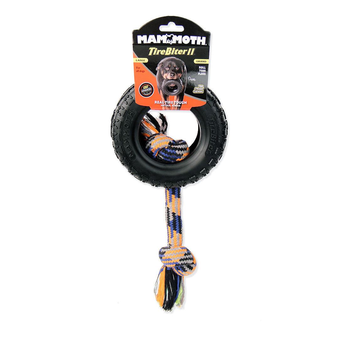 Mammoth Pet Products TireBiter II with Rope Dog Toy Multi-Color Durable Chew Toy