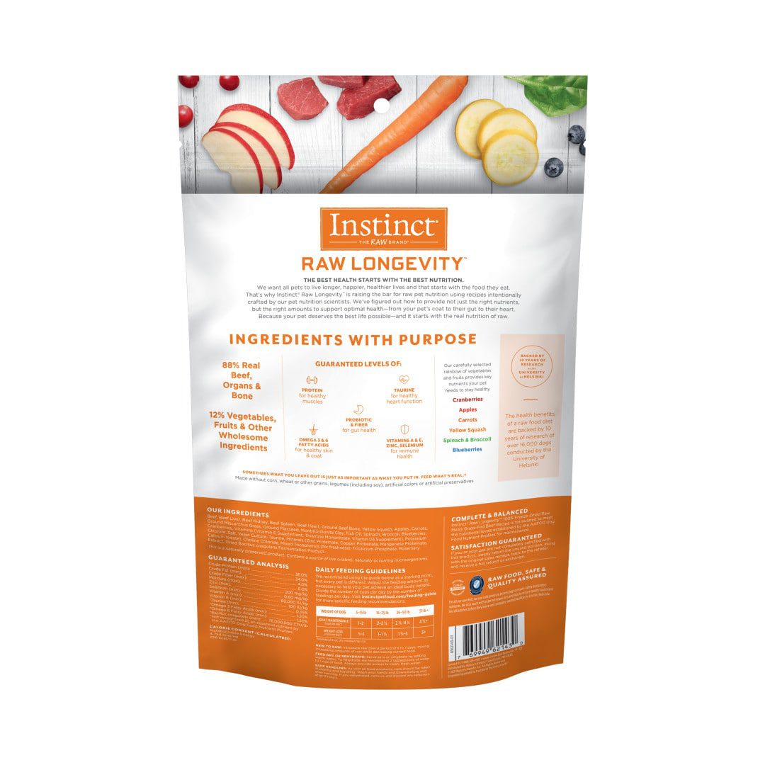 Natures Variety Raw Longevity D Freeze Dried Meals 9.5oz. Beef Adult
