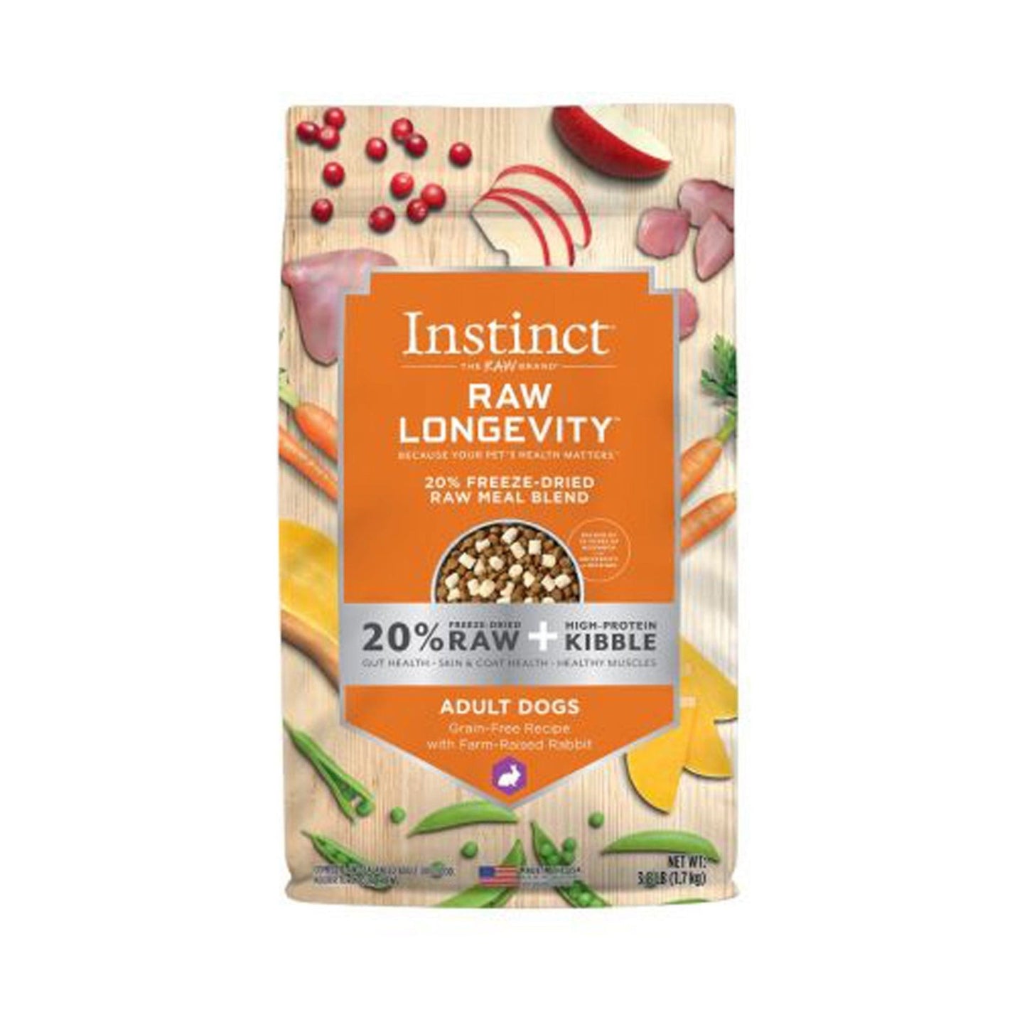Natures Variety Raw Longevity 20% Freeze Dried Raw Mealblend Dog 3.8Lb Rabbit Adult