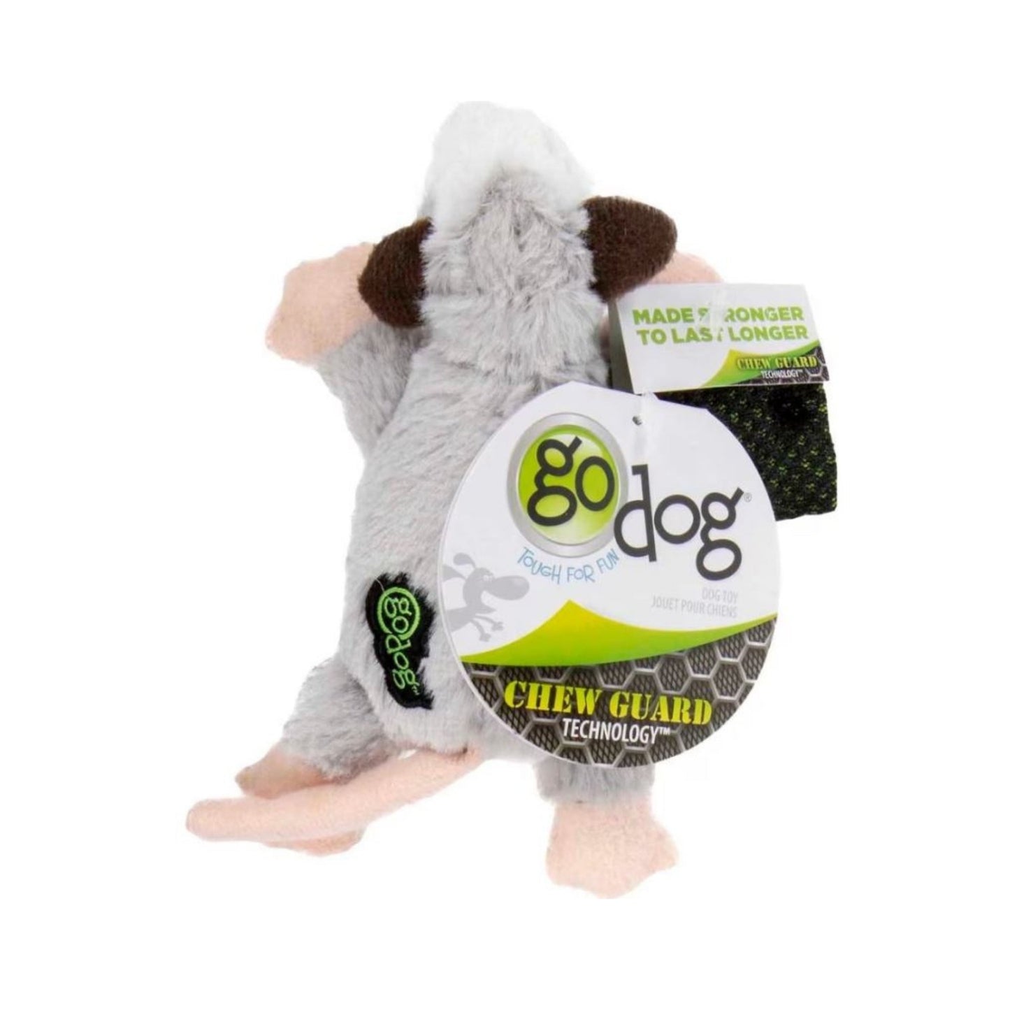 Godog Flatz Opossum Squeaky Plush Flattie Dog Toy