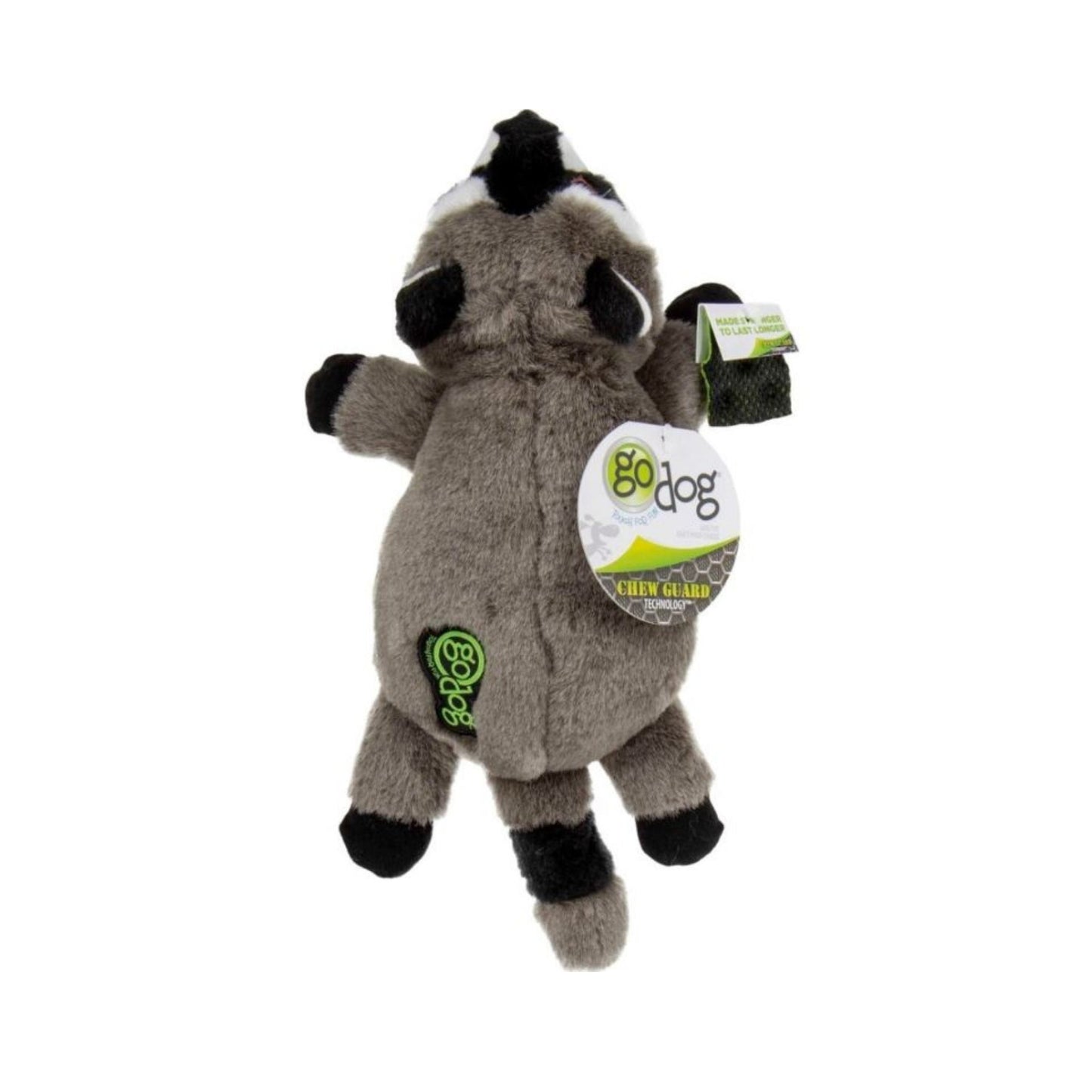 Godog Flatz Skunk and Raccoon Squeaky Plush Flattie Dog Toys
