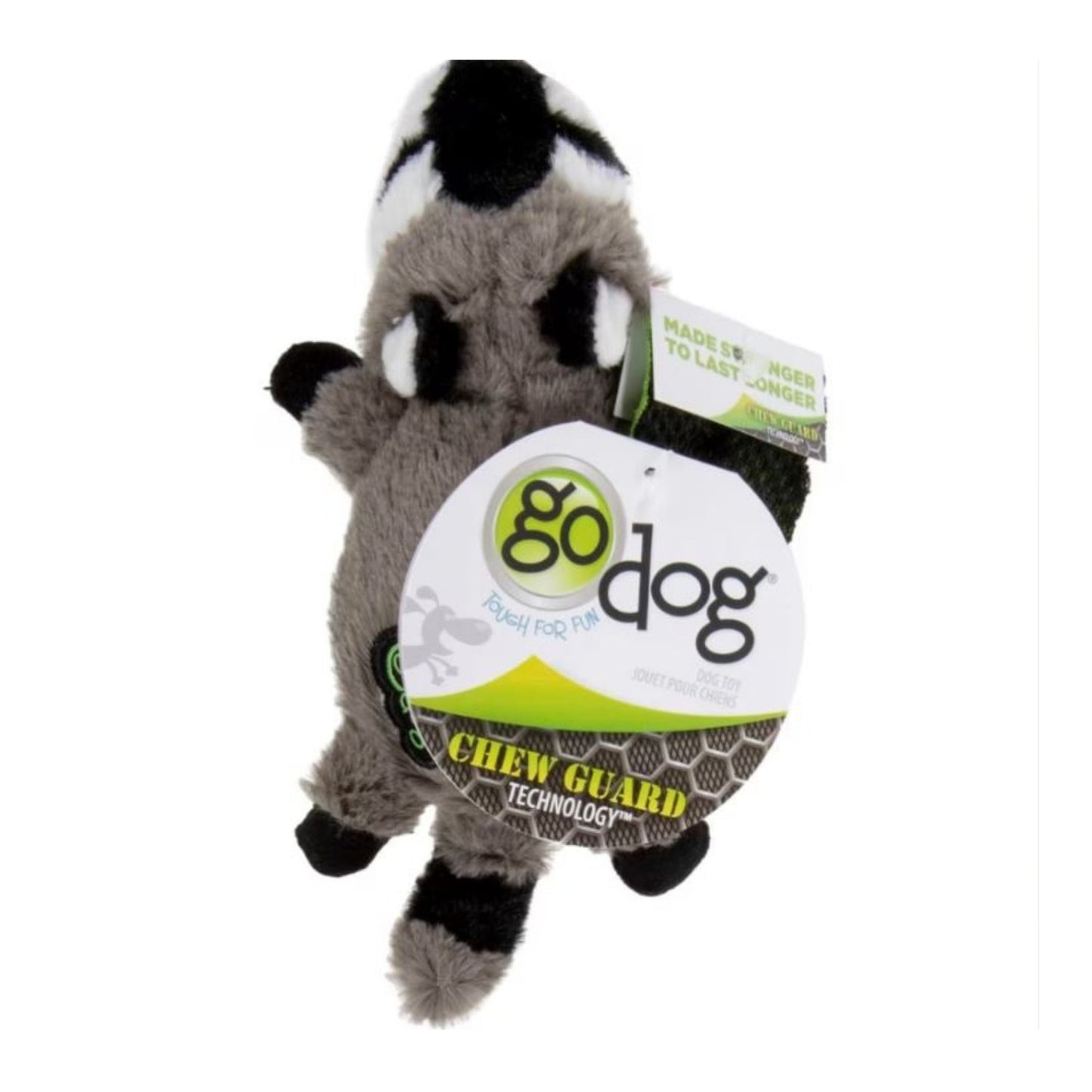 Godog Flatz Skunk and Raccoon Squeaky Plush Flattie Dog Toys