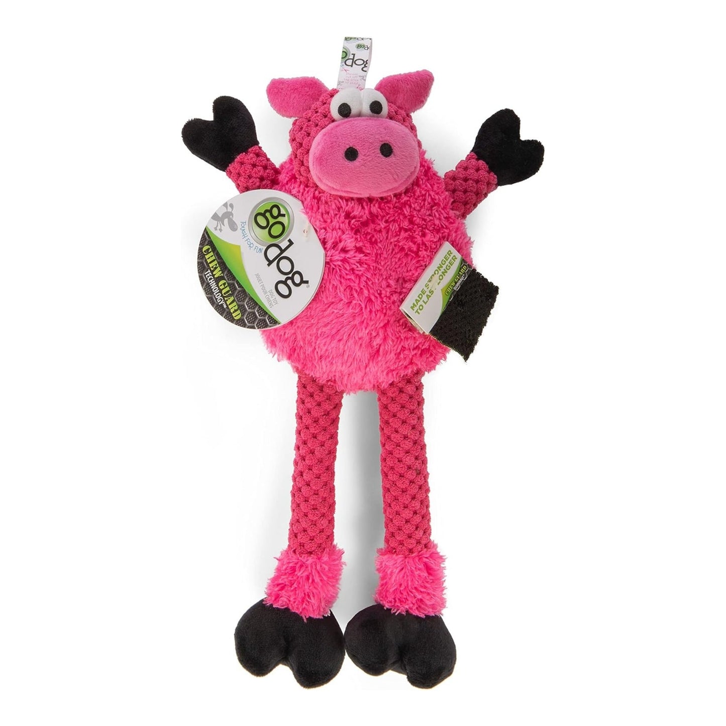 Godog Checkers Skinny Pig Dog Toy Durable Squeaky Chew Toy for Dogs