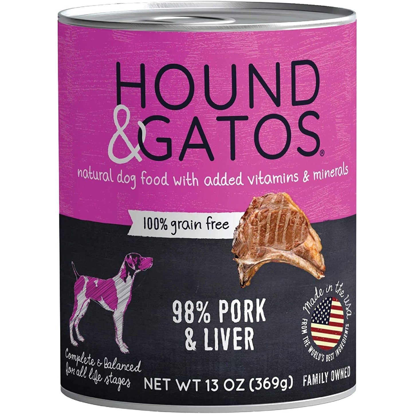 Hound And Gatos Dog Grain Free Pork And Liver 13oz. (Case of 12)