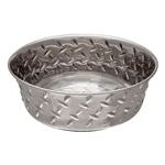 Loving Pets Diamond Plate Bowls with Non Skid Bottom Dog Dish Bowl Silver